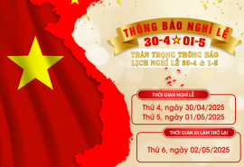 THÔNG BÁO NGHỈ LỄ 30/04 & 01/05